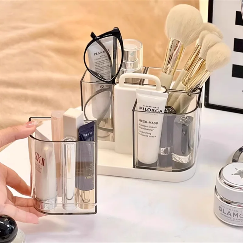 

Makeup Tools Organizer Large Capacity Cosmetic Makeup Brush Holder With Handle Detachable 4 Grids Multi-Functional Brush Holder