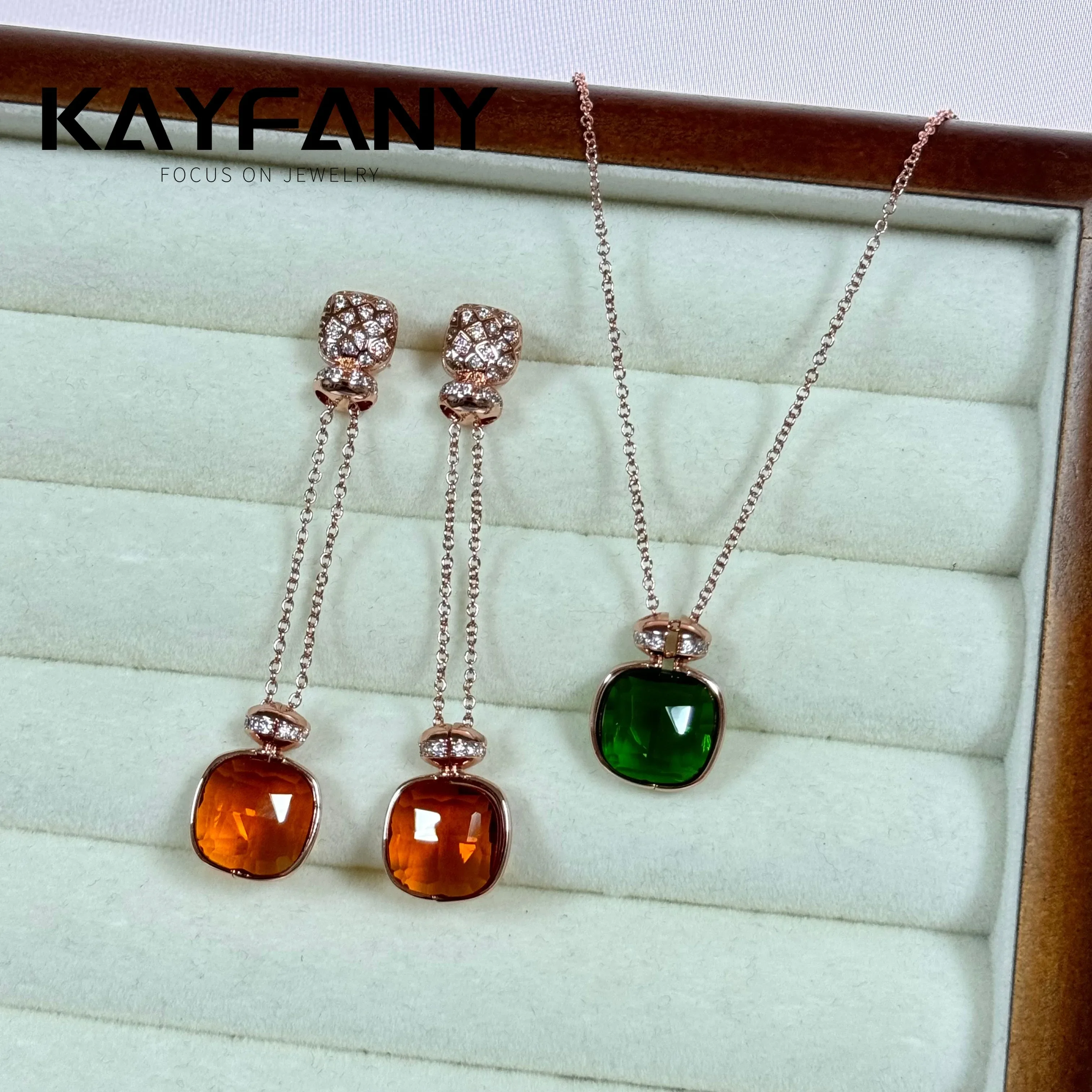 2 ps/set 12,6mm clásico Nudo pendiente collar conjunto incrustaciones circón elegante caramelo cristal botella de Perfume conjunto joyería de moda para mujeres