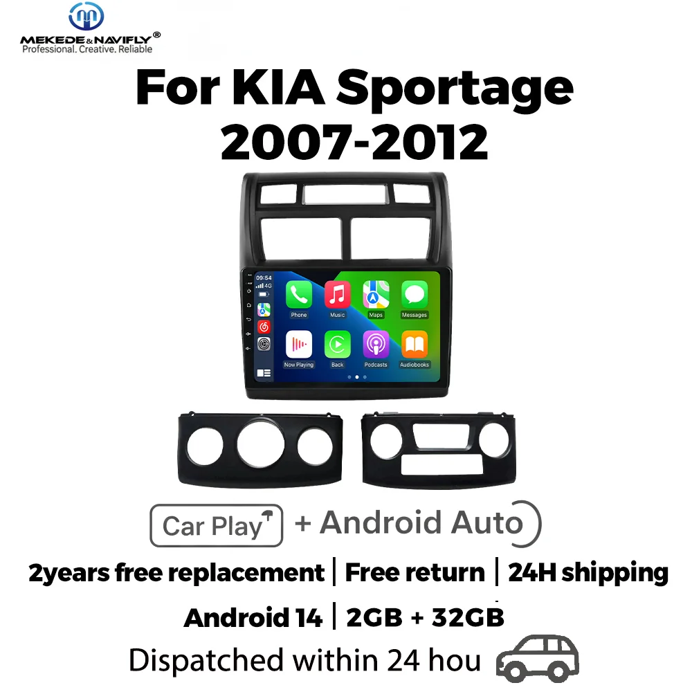 

Интеллектуальная аудиосистема MEKEDE&NAVIFLY Android 14 для Kia Sportage 2 2007-2012, автомобильное радио, Carplay, стерео, мультимедийный видеоплеер