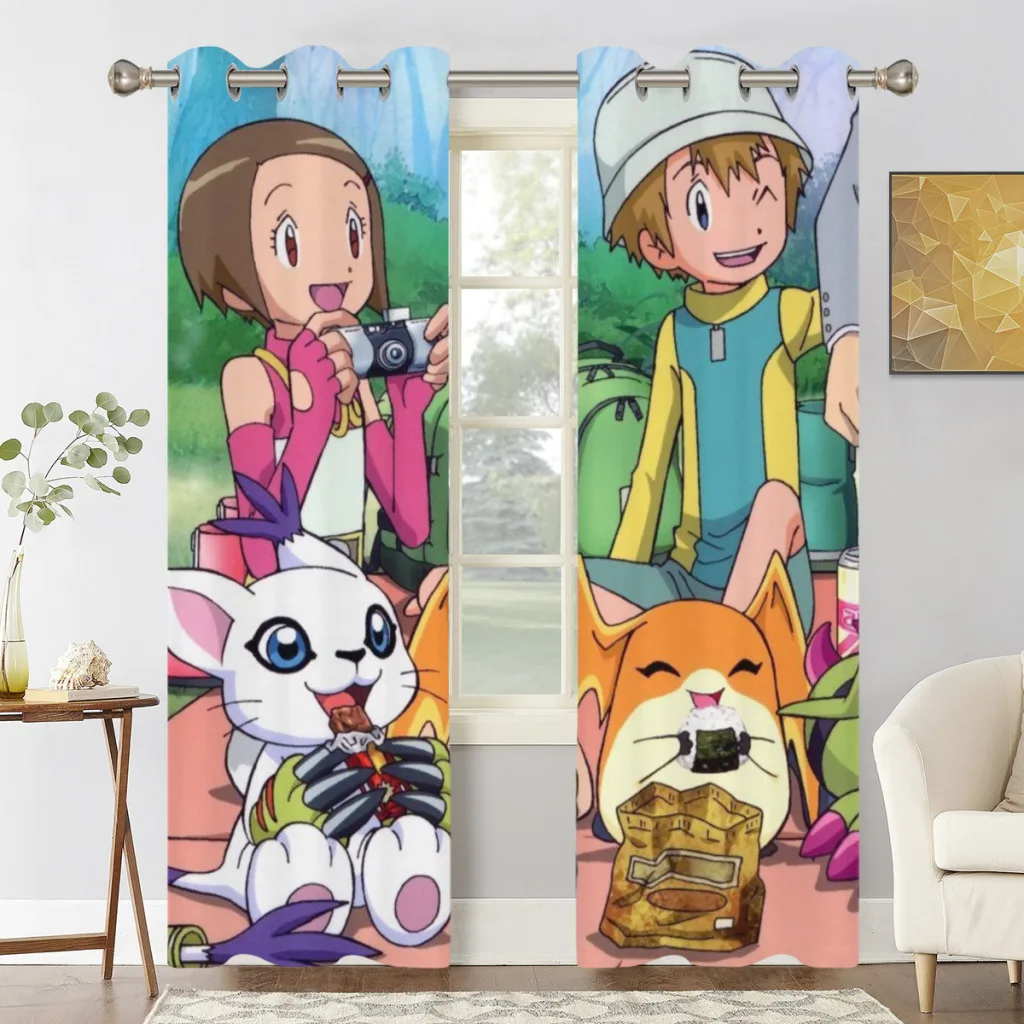 Digimon Blackout Curtains  for Bedroom Thermal Window Treatment Curtain 2 PC 