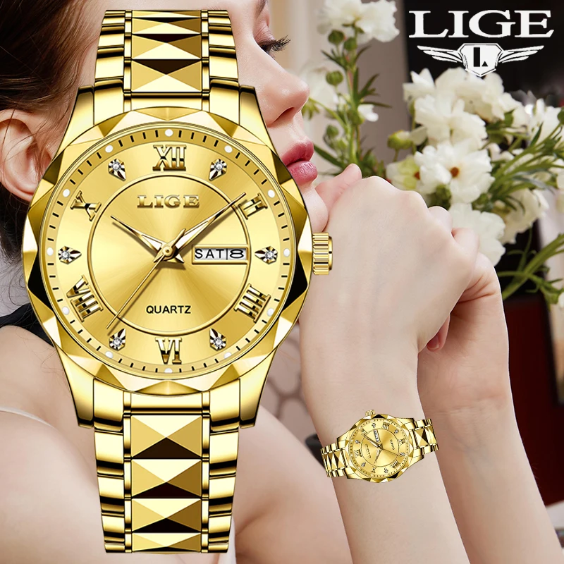LIGE 2026 Women's wristwatch brand luxury waterproof luminous date Ladies Watch stainless steel quartz watches for women reloj