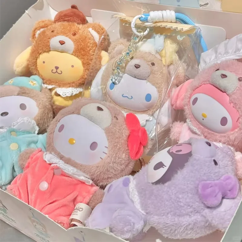 Sanrio Pochacco Kuromi Melody Cinnamoroll Latte caja ciega de vinilo figura de Anime bolsa sorpresa colgante caja misteriosa lindo regalo de Navidad