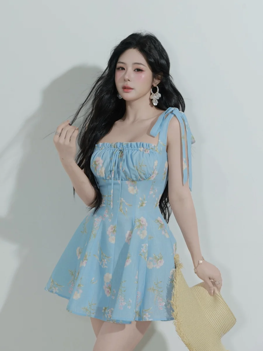 

Нежное женское платье для подружки невесты с цветочным принтом, А-силуэт, с завышенной талией, праздничное, из полиэстера