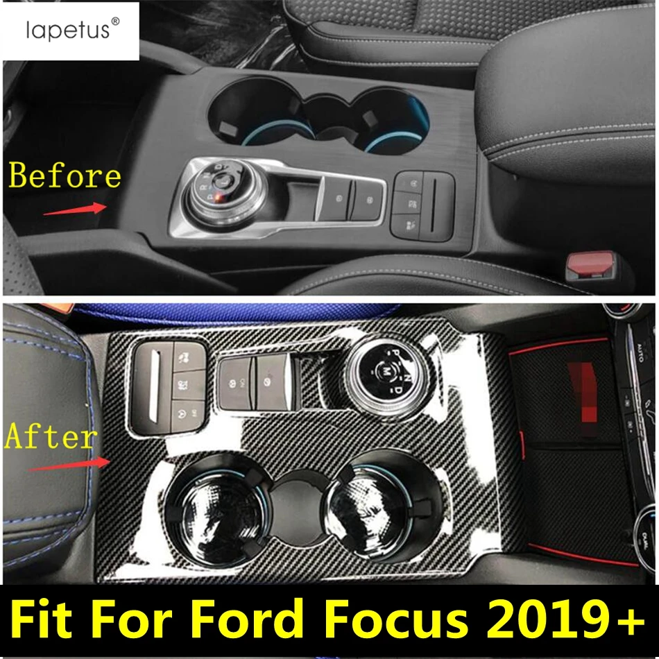 

Central Gear Shift Panel Water Cup Holder Frame Cover Trim For Ford Focus MK4 2019 - 2025 ABS Carbon Fiber Interior Accessories