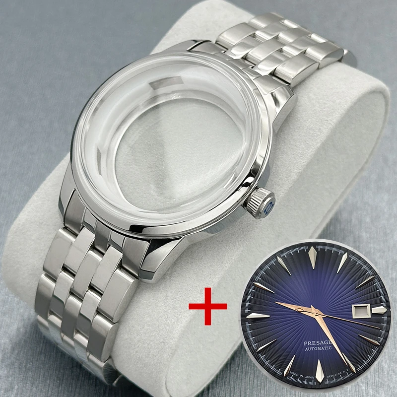 Mod NH35 Case 40mm Cocktail-Style Case Domed Crystal Silver Cocktail Case with 35mm Dial Hands Fit For NH35/NH38 Movements
