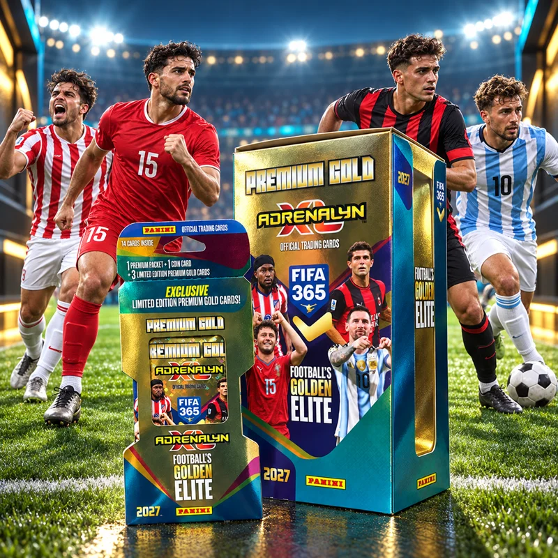 2026-2027 Panini FIFA365 Adrenalyn XL Premium Gold Limited Edition Soccer Trading Cards, Official Football Player Collectible Cards Blister Pack Gift