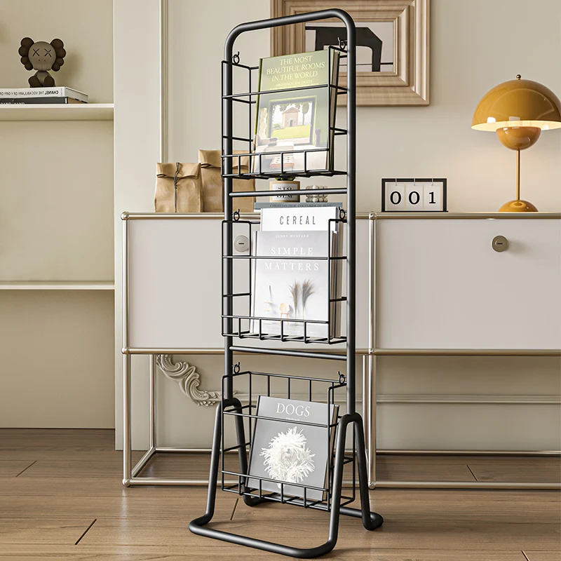 

fashionable magazines racksfloor-to-ceiling mobile Home industrial style bookshelf aesthetic display boekenstandaard furniture