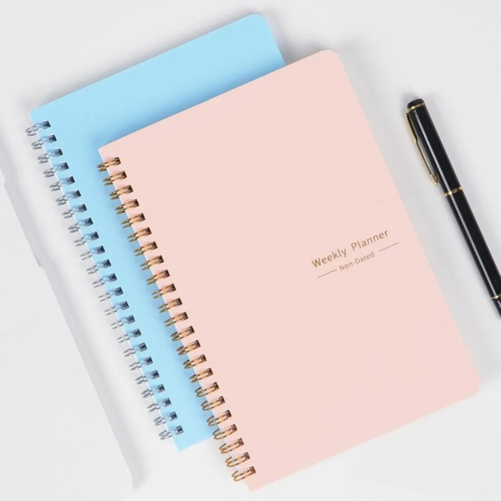 A5 English Weekly Planer Minimalist Designed Macaron Spiral Notebook 52 Sheets 80g/m2 Inner Page Student Paper Stationery