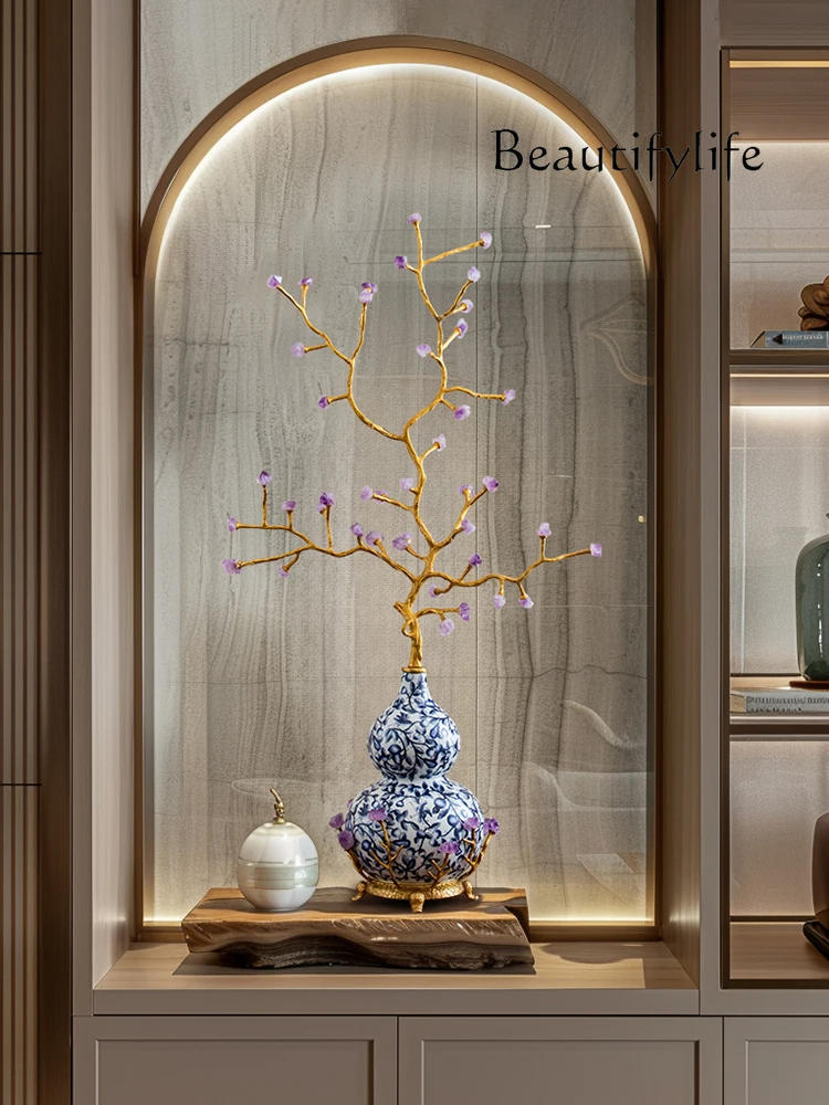 

Modern Light Luxury Living Room Decoration Amethyst Fortune Gourd Ornament Furnishing Housewarming Opening-up Gifts