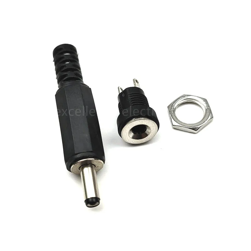 10PCS=5Pair DC Power Connector 1.3x3.5mm Female Plug Jack + Male Plug Jack Socket Adapter DC-022B 3.5*1.3mm