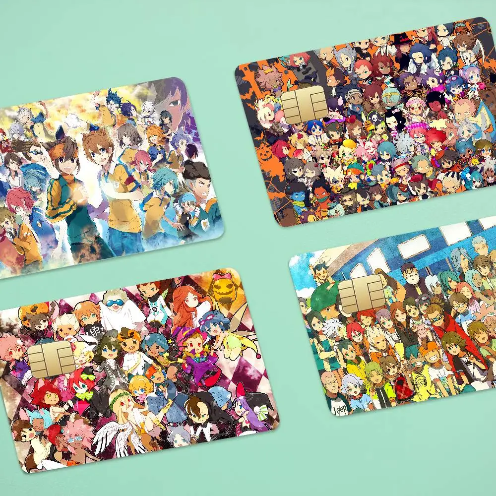 Anime Inazuma Eleven Anime Cartoon 4pcs 1Set Skin Stickers Film Tape Case For Big Credit Debit Card Front Side