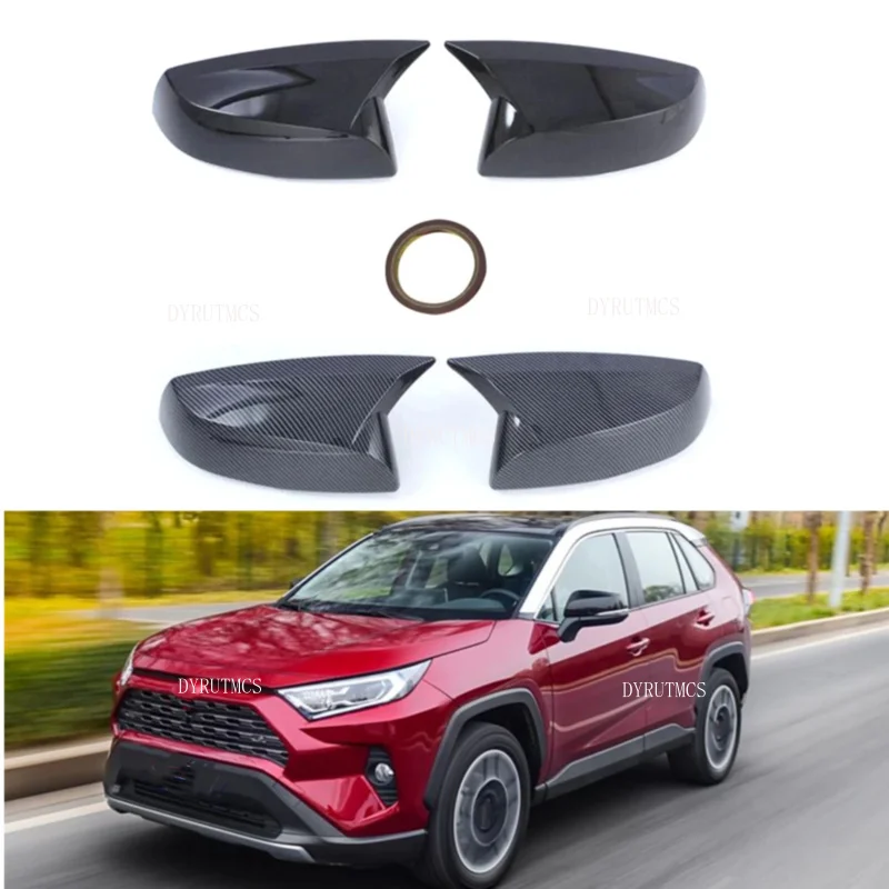 

fit For Toyota RAV4 2020 2021Car Rearview Side Mirror Cover Wing Cap Exterior Sticker Door Back View Case Trim Carbon Fiber Look