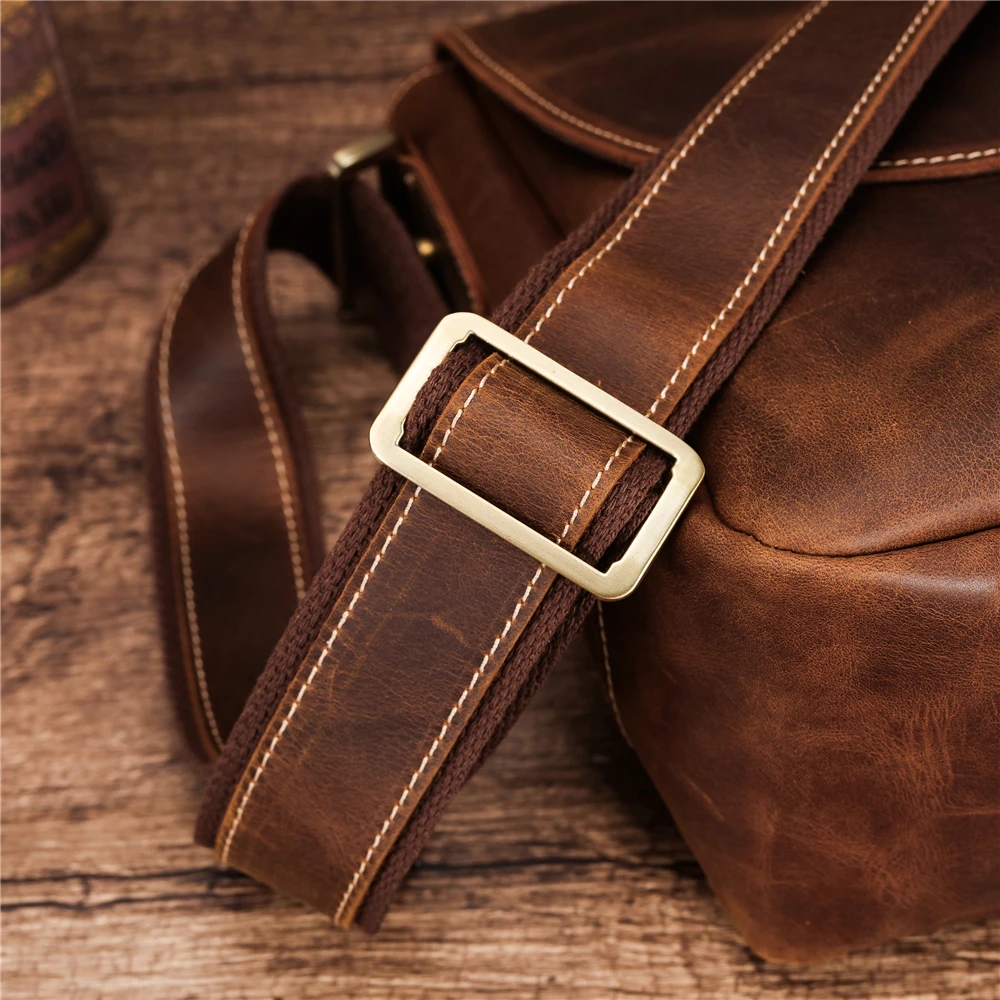 New Leather Shoulder Bag Men\'s Retro Casual Messenger Bag Crazy Horse Leather Personality Fashion Men\'s Bag