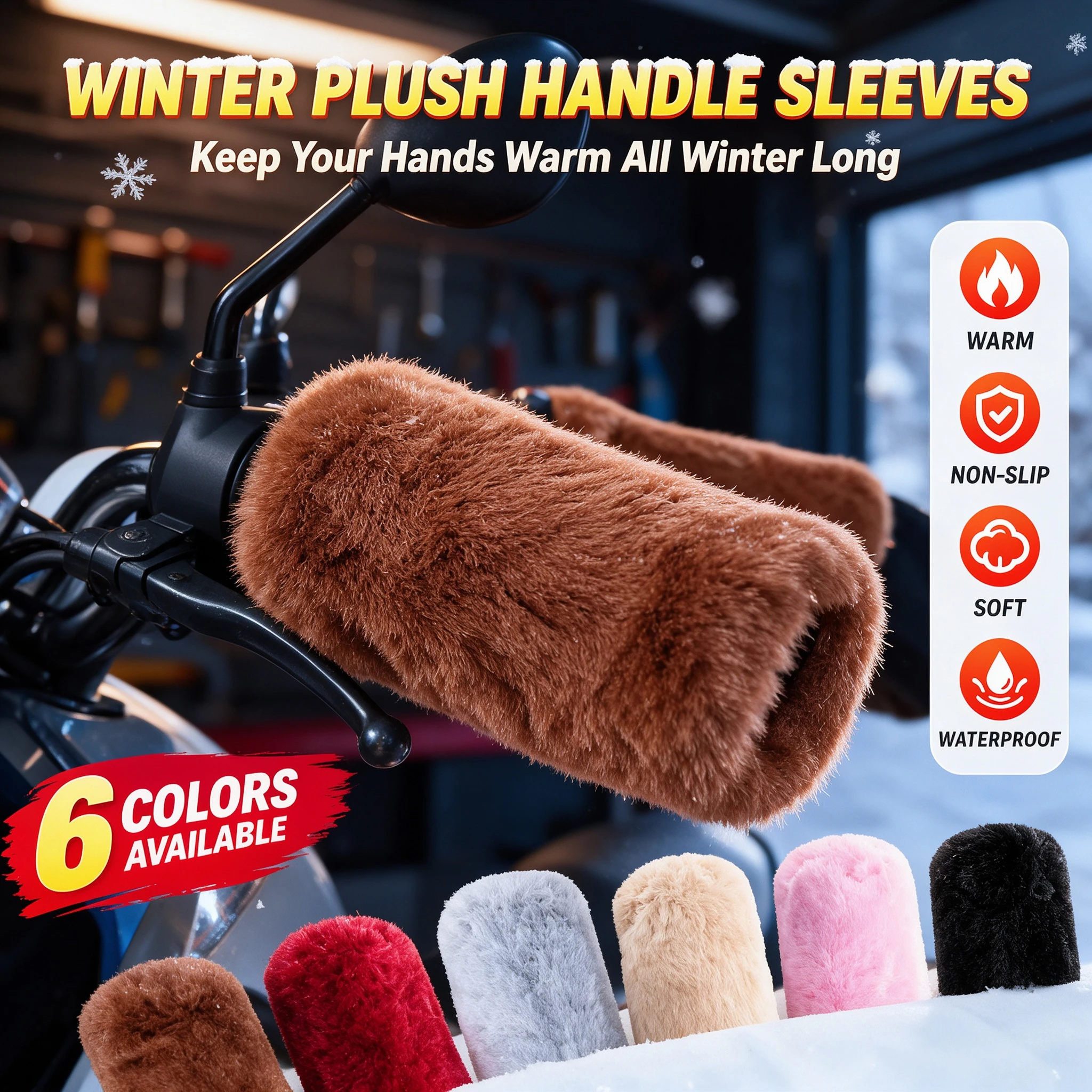 Winter Imitation Plush Electric Car Motorcycle Handle Sleeve Hand Guards Non Slip Warm Three Wheeled Plush Han