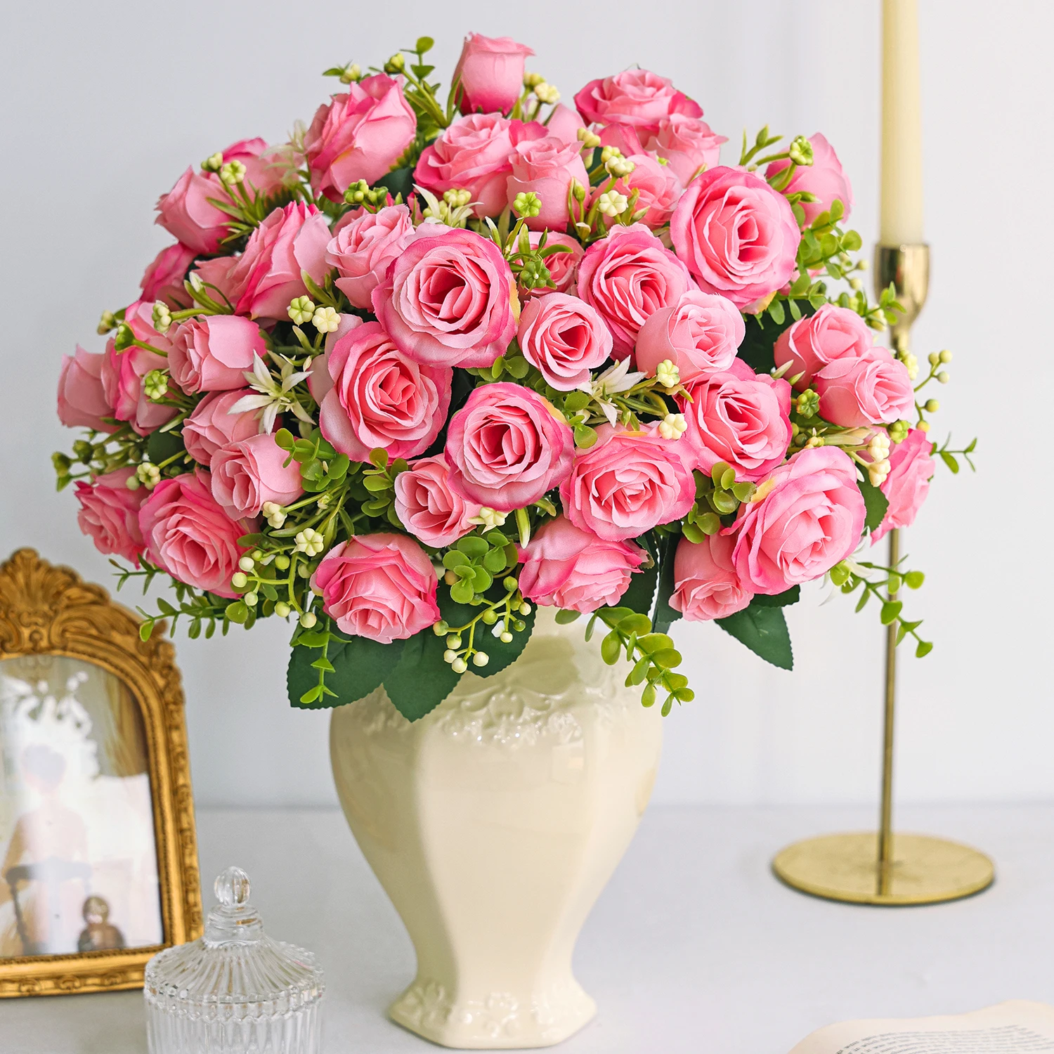 Künstliche Blumen, Seidenrosen, Knospen, Deko für Zuhause, Zimmer, Tisch, Vase, Garten, Hof, Outdoor, Hochzeit, Brautsträuße, Festival, DIY-Geschenk – Detail 3