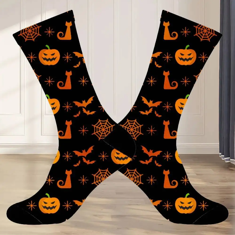 Nuevos calcetines oscuros de calavera y esqueleto de muñeca, calcetines elásticos Unisex de algodón para mujeres y hombres, calcetines divertidos Harajuku