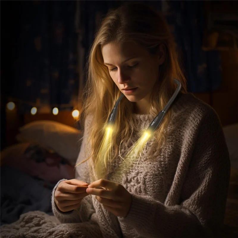 Lampada da lettura HLZS-Collo Luci da collo flessibili Lampada da lettura Illuminazione da libro ricaricabile USB portatile