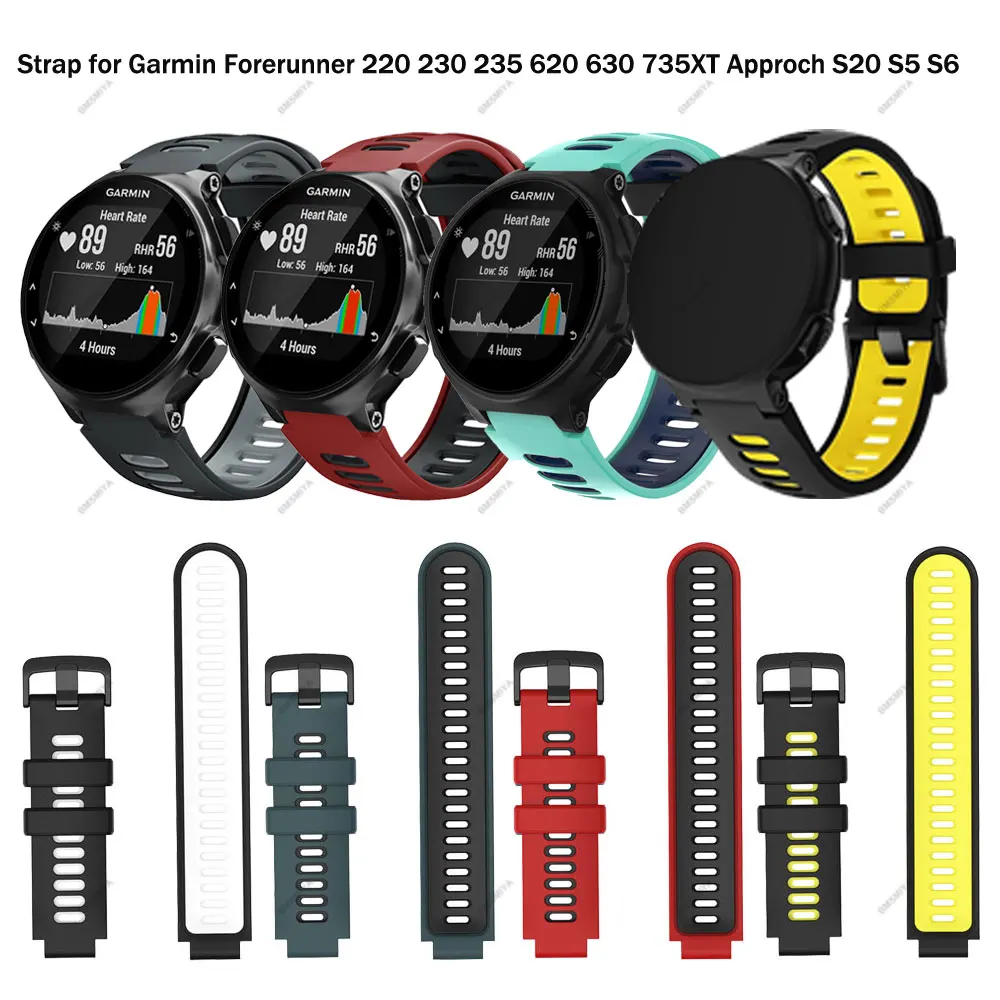 1 шт. силиконовый ремешок для Garmin Forerunner 220 230 235 620 630 735XT, сменный ремешок для Garmin Approach S20 S5 S6, аксессуары