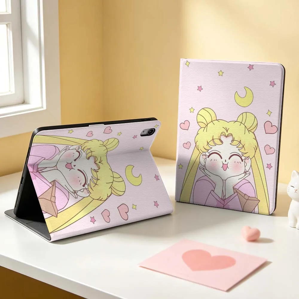 Sweet Anime Girl For Apple iPad Pro Mini A16 A17 A14 4 5 6 7 6th 12th Gen 9.7 12.9 11 13 M4 inch Tablet Case Pen Tray