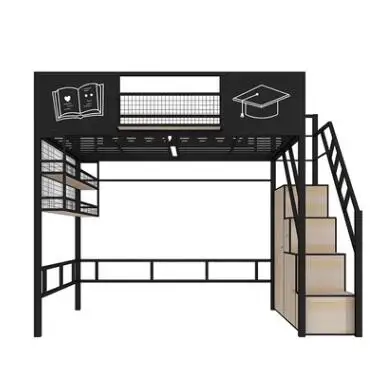 Wrought iron raised bed Multifunctional loft bed Iron framed bed