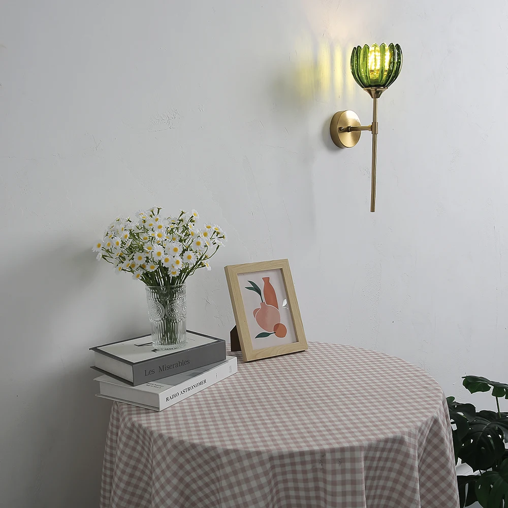 Modern Color Glass led Wall Light Bedroom Lights Nordic Flowers Wall Lamp for Living Room Dining Room Bedside Sconce Home Decor