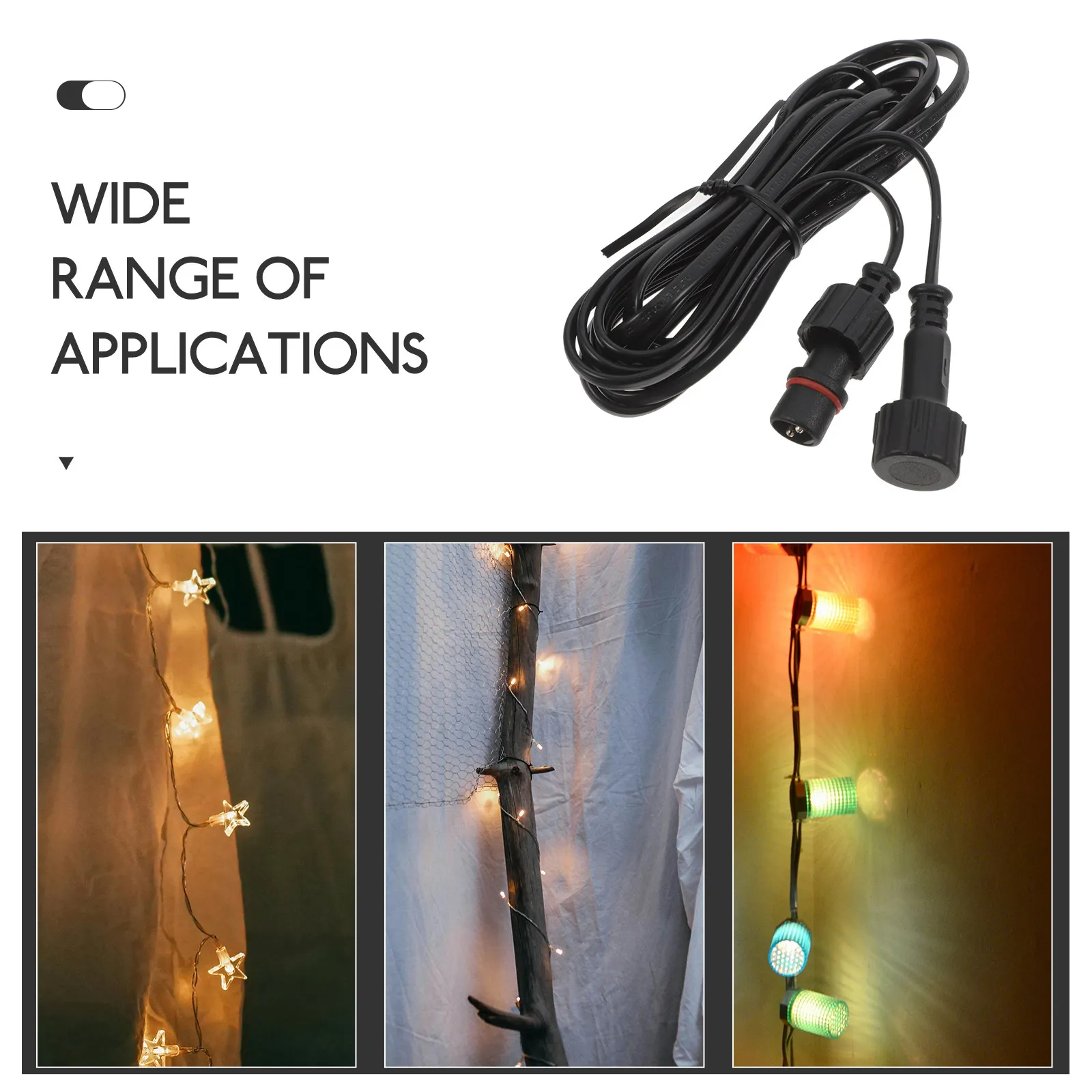 120 Inch Extension Cable for String Lights Waterproof End to End Plugs Indoor Outdoor Christmas Solar Landscape Spotlight Decor