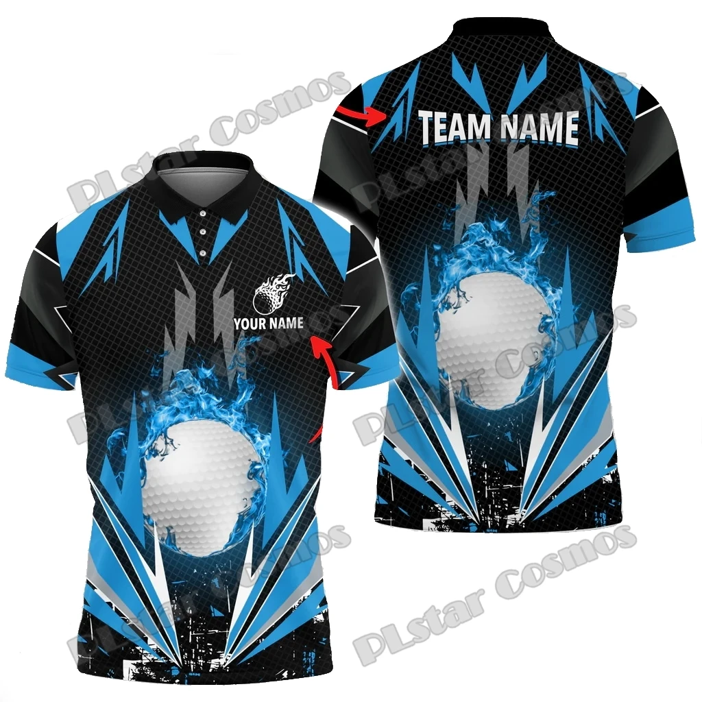 Golf Fire Thunder Multicolor Option Customized Name 3D All Over Printed Men's Polo Shirt Summer Unisex Casual Polo shirt WK257