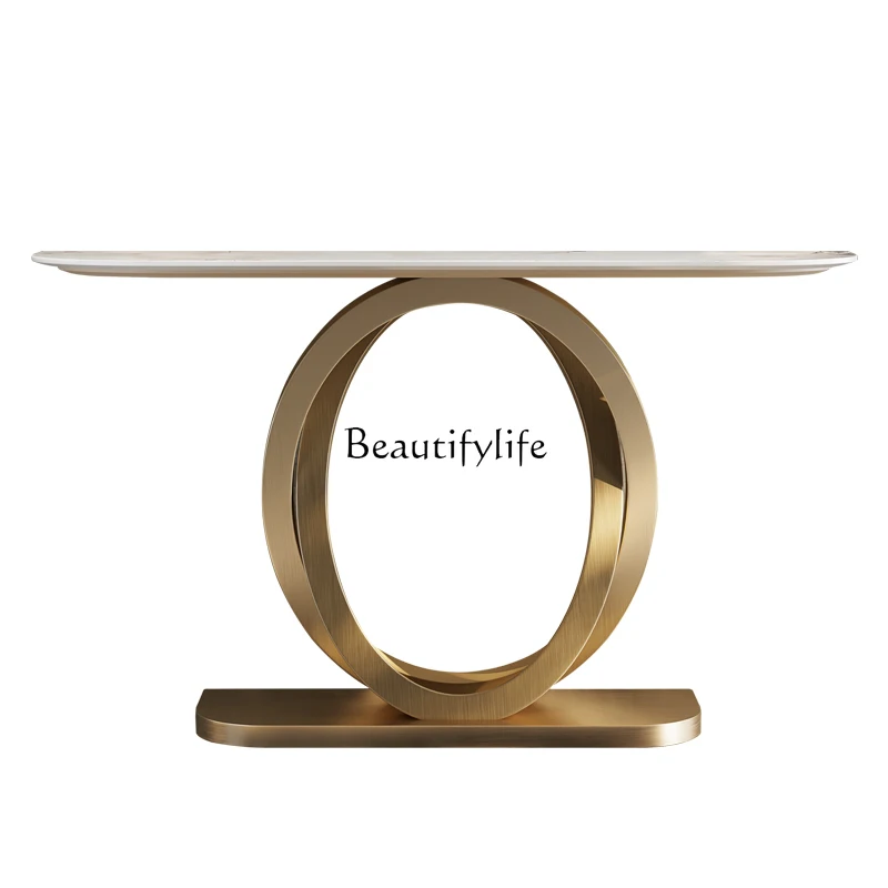 

Light luxury rock slab entrance table Modern simple entrance table