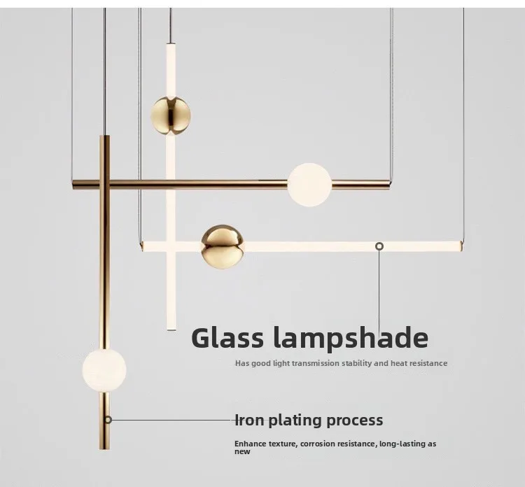 Candelabro de noche largo de diseño minimalista moderno, combinación horizontal y vertical creativa simple, bola luminosa para dormitorio