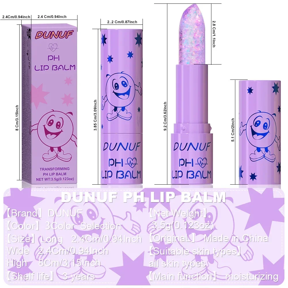 DUNUF PH-Bálsamo Hidratante Labial, Brilho Labial, Hidratante Frutado, Abacate, Longa Duração, Cuidados Lábios, Rosa Claro, Tint