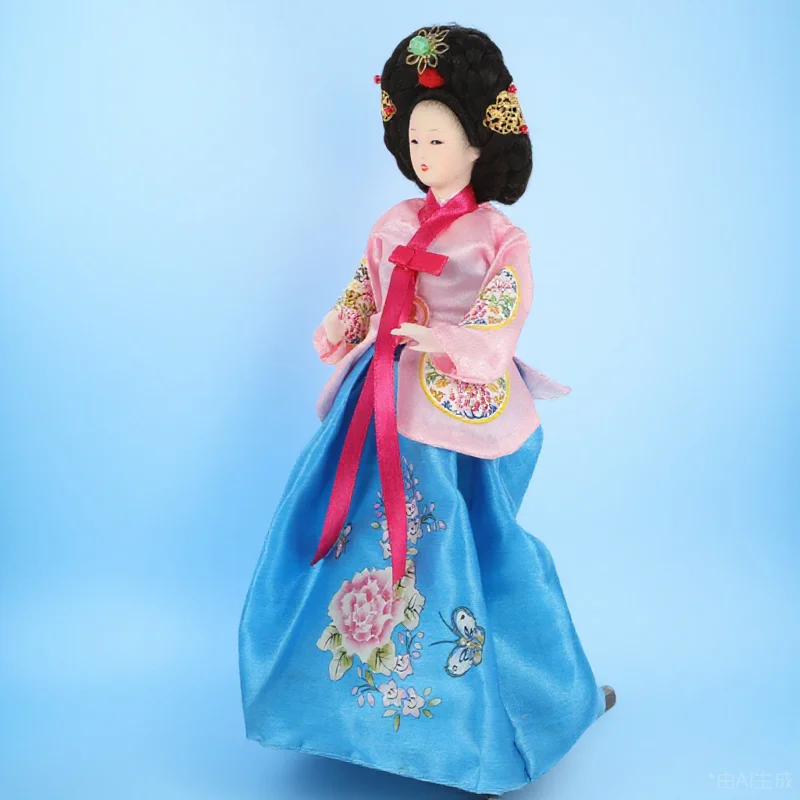 

Korean Hanbok Figure 12 Inch Traditional Korean Handicraft Decoration for Home Restaurant Drumming Woman Piece