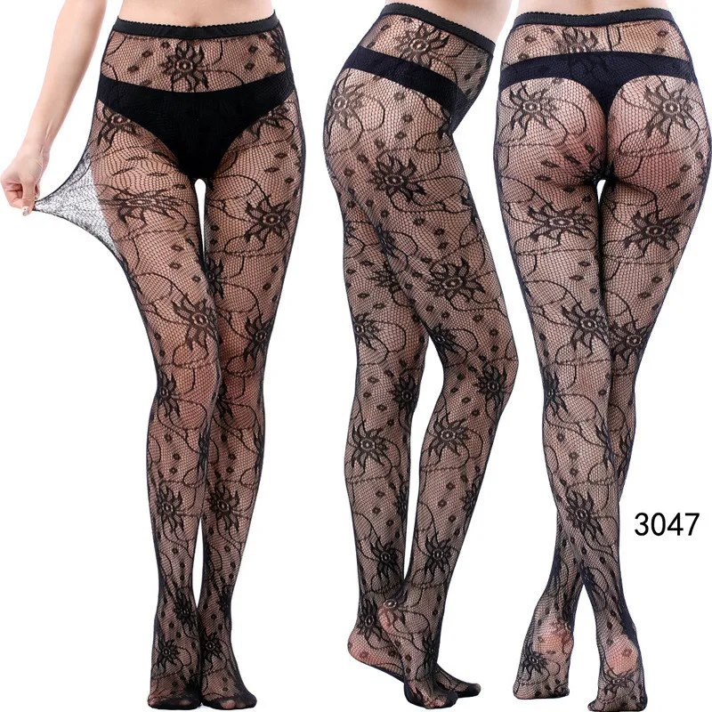 Neuartige Übergrößen-Netzstrumpfhose Sexy Hohle Spitzenstrümpfe Schwarze Overknee-Strümpfe für Damen Dessous – Detail 19