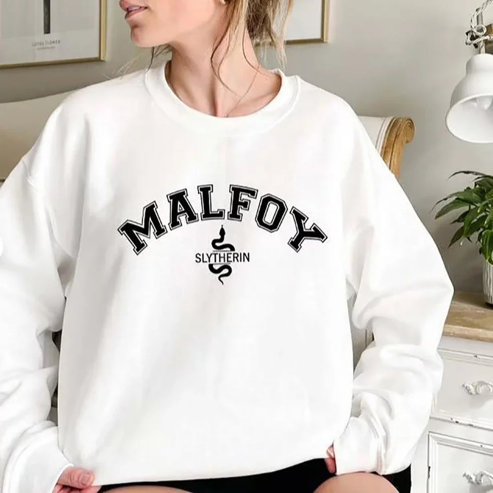 Malfoy-Sudadera de cuello redondo para hombre y mujer, Jersey Unisex de manga larga con capucha, ropa de calle de Dark Academia para Otoño e Invierno