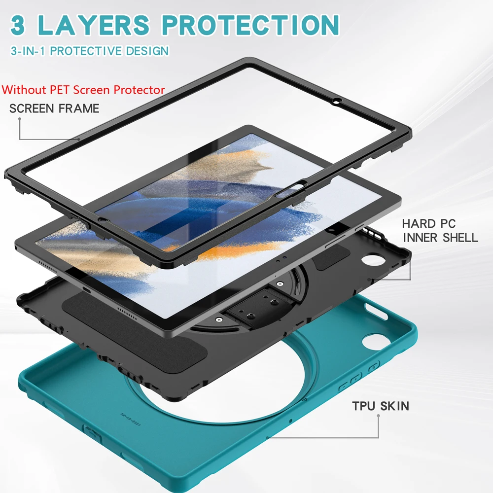 

Чехлы для планшетов 10,5 дюймов A8 для Samsung Galaxy Tab A8 2021, чехол X200 X205, вращающийся противоударный чехол из ТПУ, силиконовый чехол-подставка для ПК