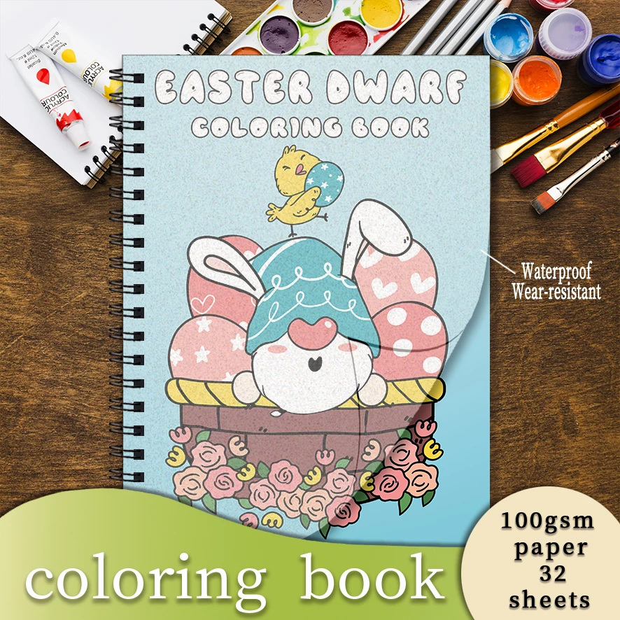 

Easter Eggs and Dwarfs Adult Coloring Book - 8.3x 11.2 Inch 32 Page Coloring Book - Helps Reduce Stress and Ease Emotions