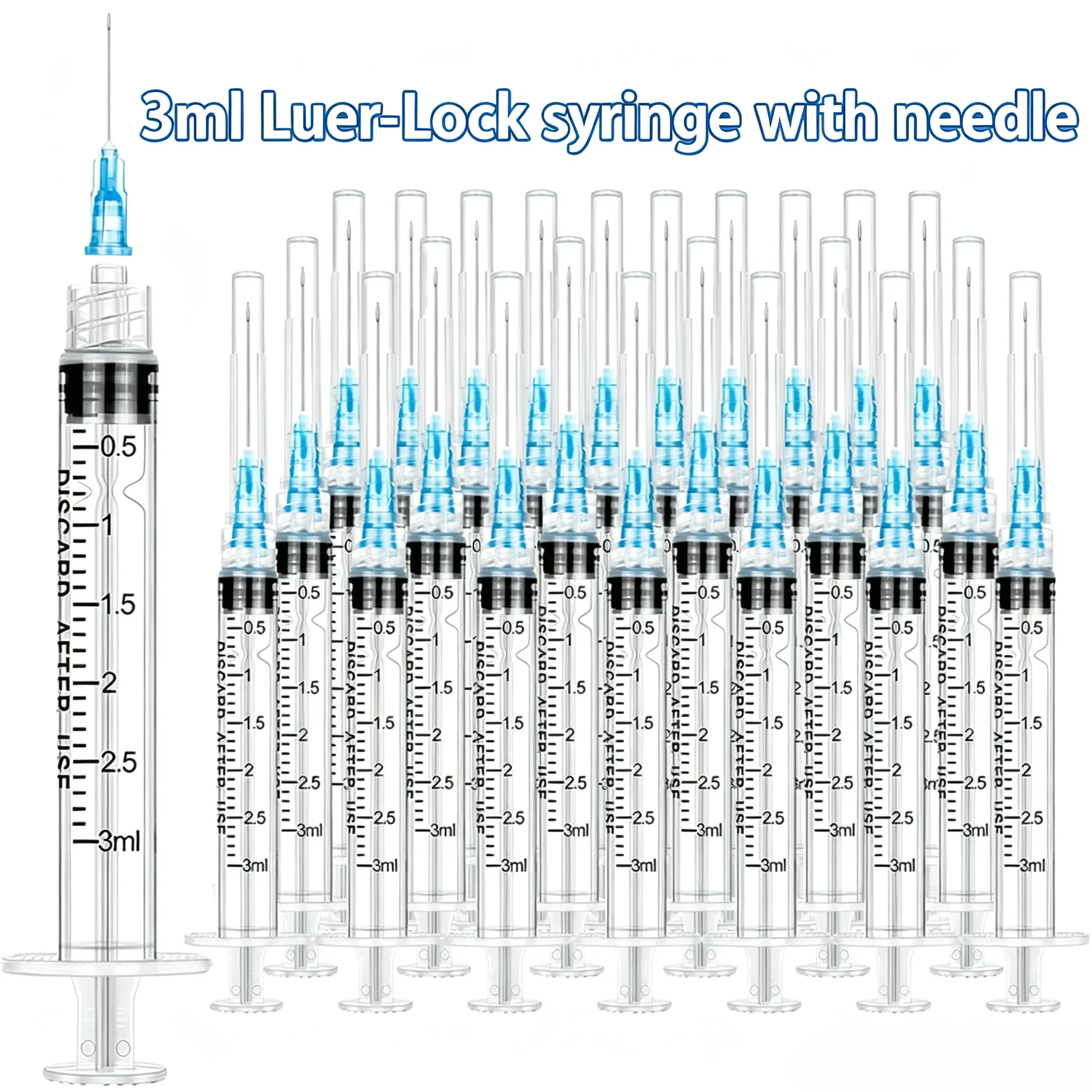 36/70/100Pcs 3ml Luer Lock Measuring Syringe with Needle, Leakproof Calibrated Liquid Tool for Pet, Farm, Lab, DIY Craft, Plant