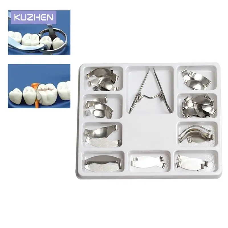 

36 pcs Dental Saddle Contoured Metal Matrices Matrix Universal Kit with Spring Clip