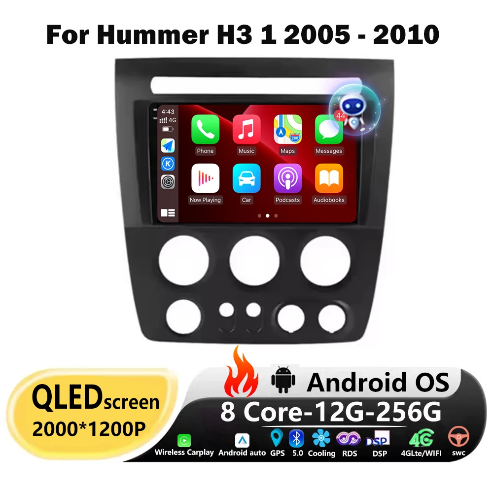 Android 16 Auto For Hummer H3 1 2005 - 2010 Car Radio Multimedia Player GPS Navigation Stereo Carplay Bluetooth DSP 360 Camera