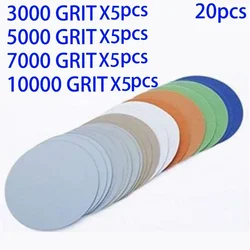 20Pcs 3 Inch Round Sanding Paper 3000 5000 7000 10000 Grit Sandpaper Hook And Loop Sand Paper Polishing Pad Abrasive Tools