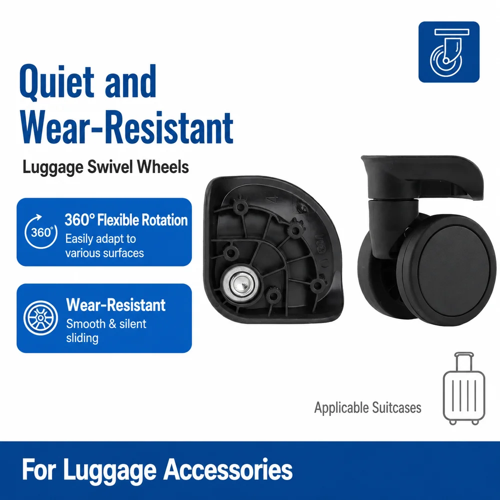 Universal Luggage Wheels For Hongsheng A122 YJ-604 360° Swivel Caster Smooth Rolling Noise Reduction Replacement Roller Parts