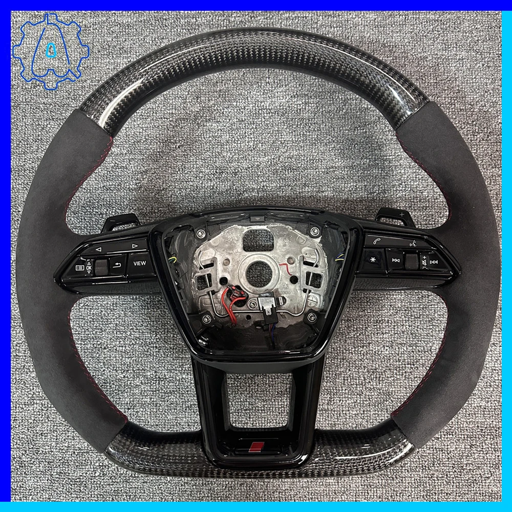

Heated steering wheel for VW A6 C8 painted black Alcantara leather multifunctional sports steering wheel，Car Accessories