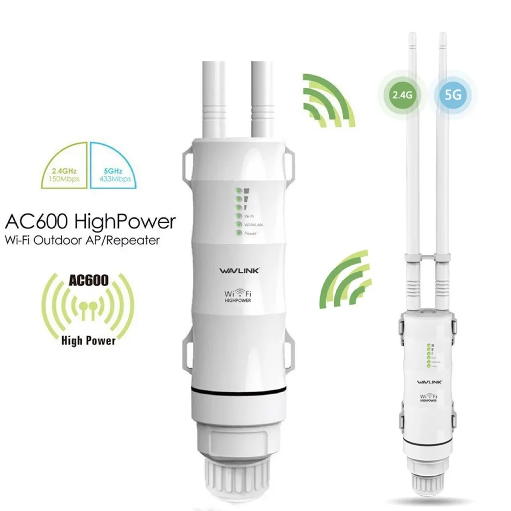 Zewnętrzne WiFi daleki zasięg Extender bezprzewodowy dwuzakresowy 2.4G/5Ghz AC600/AC300 wodoodporny router Wi-Fi/AP/repeater wzmacniacz sygnału POE