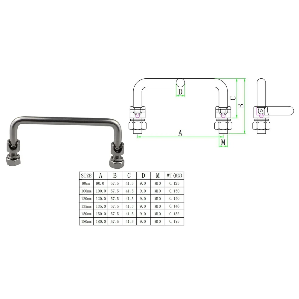 Stainless Steel Boat Door Handle Heavy Duty Handrail Grab Rail Handle for Marine Yacht Motorhome Camper 90º Folding