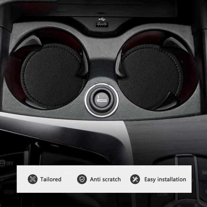 Non-Slip Car Coaster Waterproof Mat Leather Water Cup Slot Accessories For Skoda Octavia 2 3 Fabia A7 Rapid Superb Kamiq Kodiaq