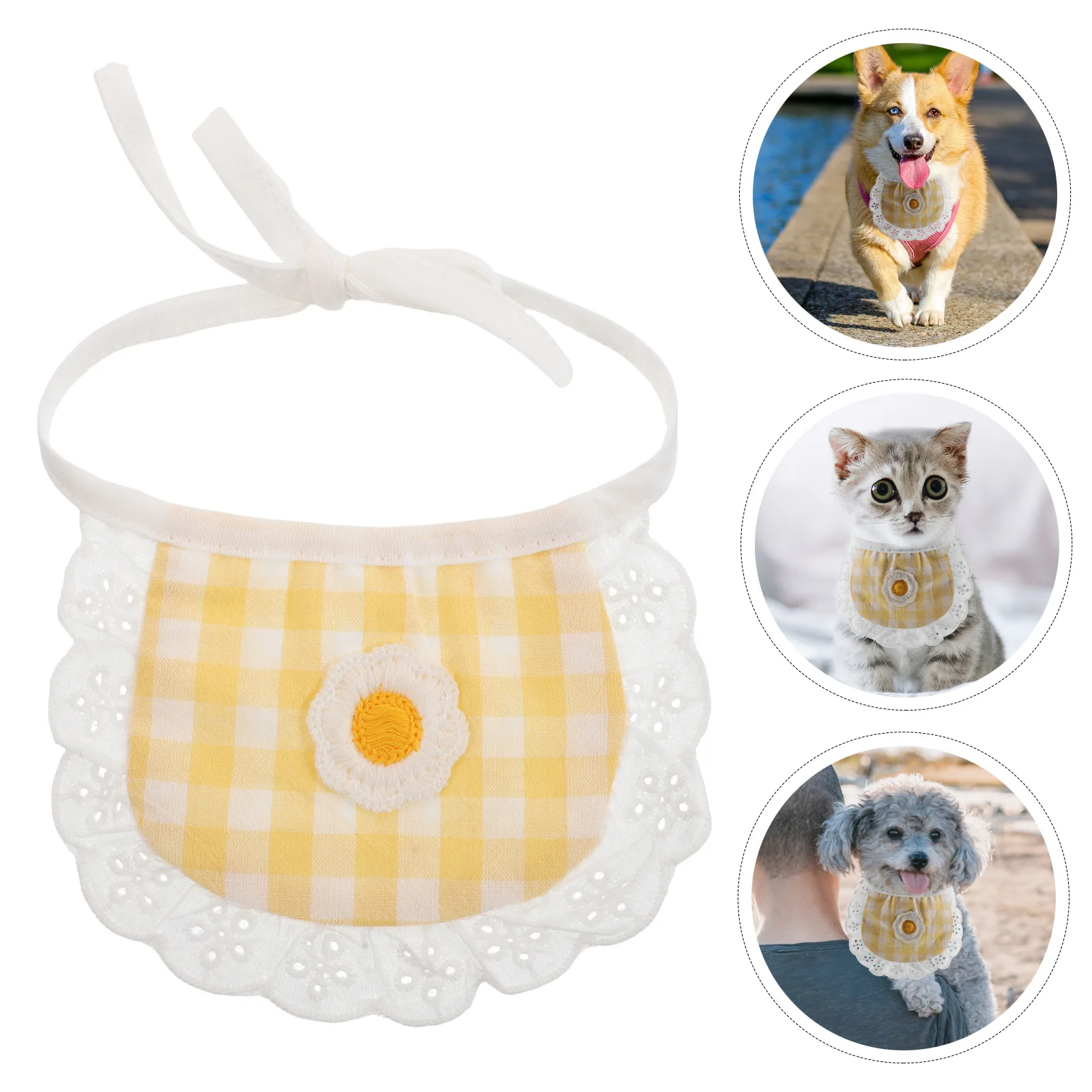 

Pet Neck Kerchief Plaid Floral Bib For Small Dogs Cats Washable Drool Bib Lightweight Fabric - Dog Bandana Puppy Apparel