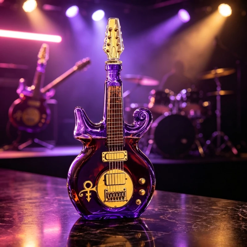 Prince Tribute Guitar Shaped Whiskey Decanter 350ml Purple Glass Liquor Bottle Musician Fan Gift Home Bar Decoration