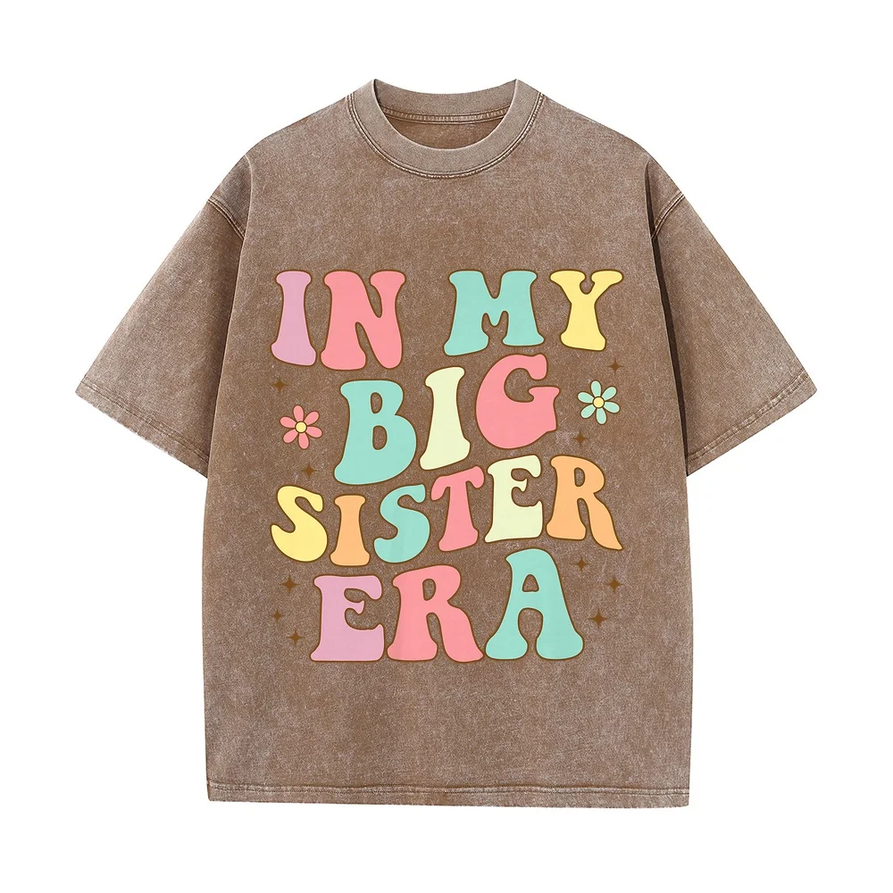 Printed Men's Tee Shirt Groovy In My Big Sister Era T-Shirt Футболка Męski Ofertas Birthday Humor Short Sleeve Funny T Shirts