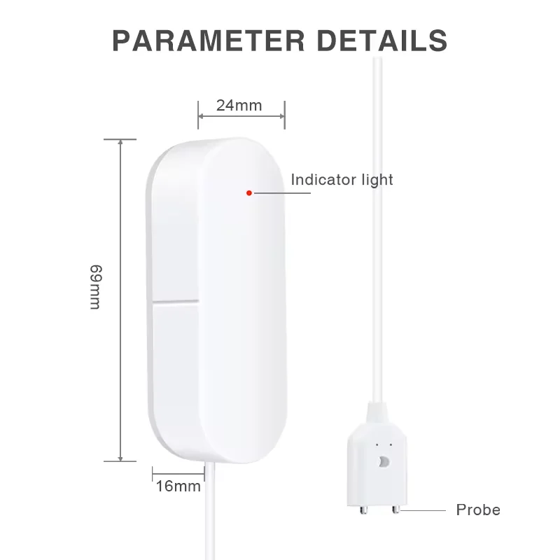 Tuya-Sensor de fugas de agua WiFi, Detector de inundación inteligente para el hogar, Control por aplicación, alerta de inundación, protección de seguridad de desbordamiento con Alexa y Google