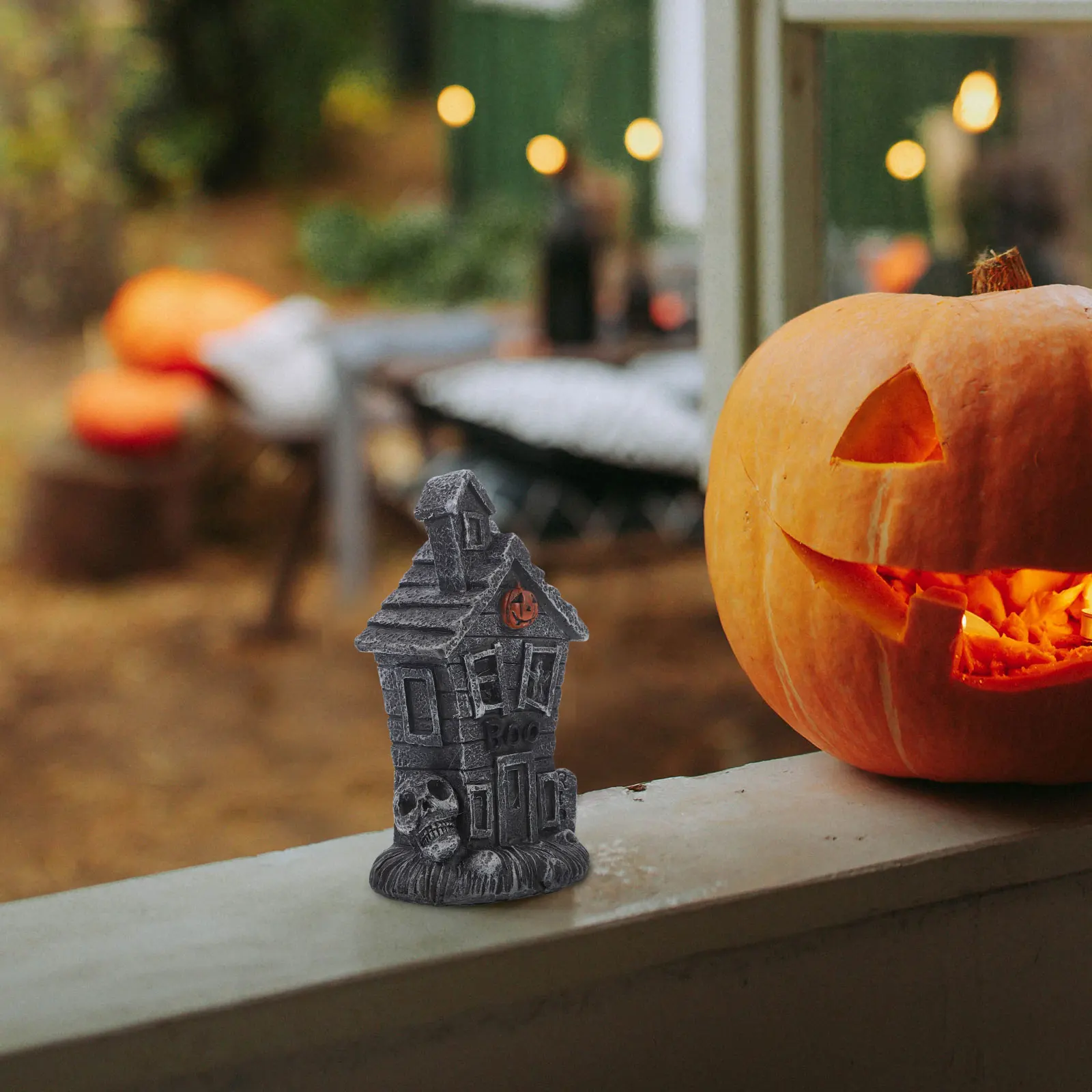

Ornaments Pumpkin Haunted House Decoration Halloween Miniatures Figurine Black