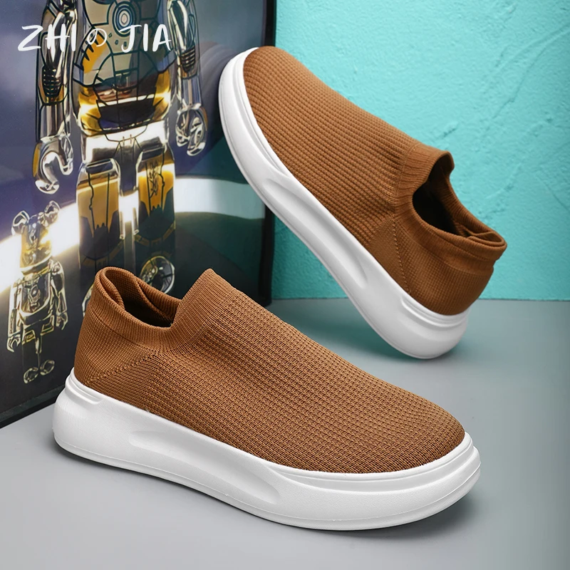 Couples Summer Large Mesh Breathable Sneaker New Knitted Socks Shoes Men Women Lightweight Comfortable Running Shoes